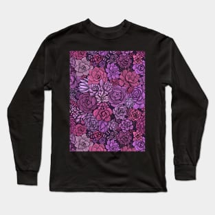 Succulent garden in pink and violet Long Sleeve T-Shirt